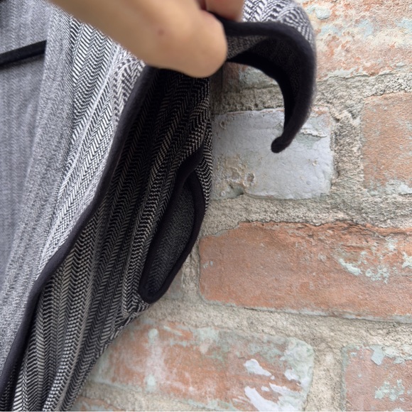 Dana Buchman Jacket Grey Herringbone Y2K Capelet Wide Collar Belt Tie Cardigan - Picture 11 of 14